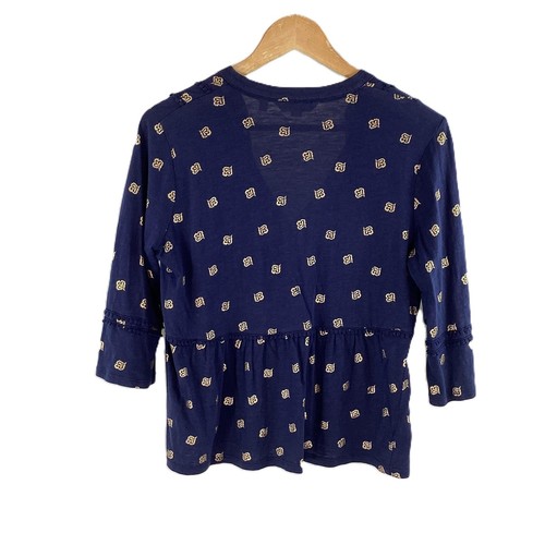 Boden Navy 'Gemma' V-Neck Tassled 3/4 Sleeve Blouse UK 12P - Picture 3 of 4