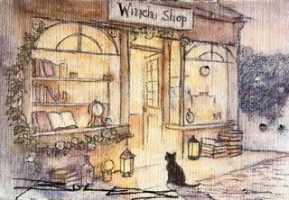 ORIGINAL Painted Pen and Watercolor (ACEO) Drawn to the Beacon of Enlightenment