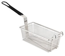 Commercial Deep Fryer Basket |11" x 5-5/8" x 4-1/2" |Black Plastic Coated Handle