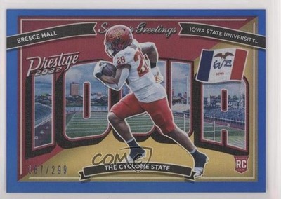 2022 Prestige Seasons Greetings Xtra Points Blue /299 Breece Hall Rookie RC 2qw