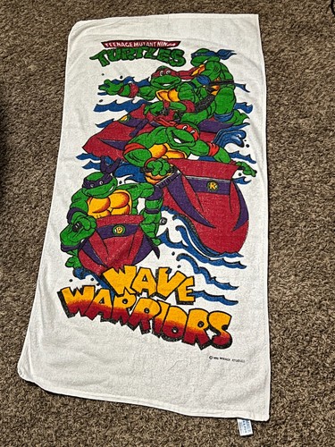 TMNT Teenage Mutant Ninja Turtles Wave Warrirors Vintage Towel 90's 29x53