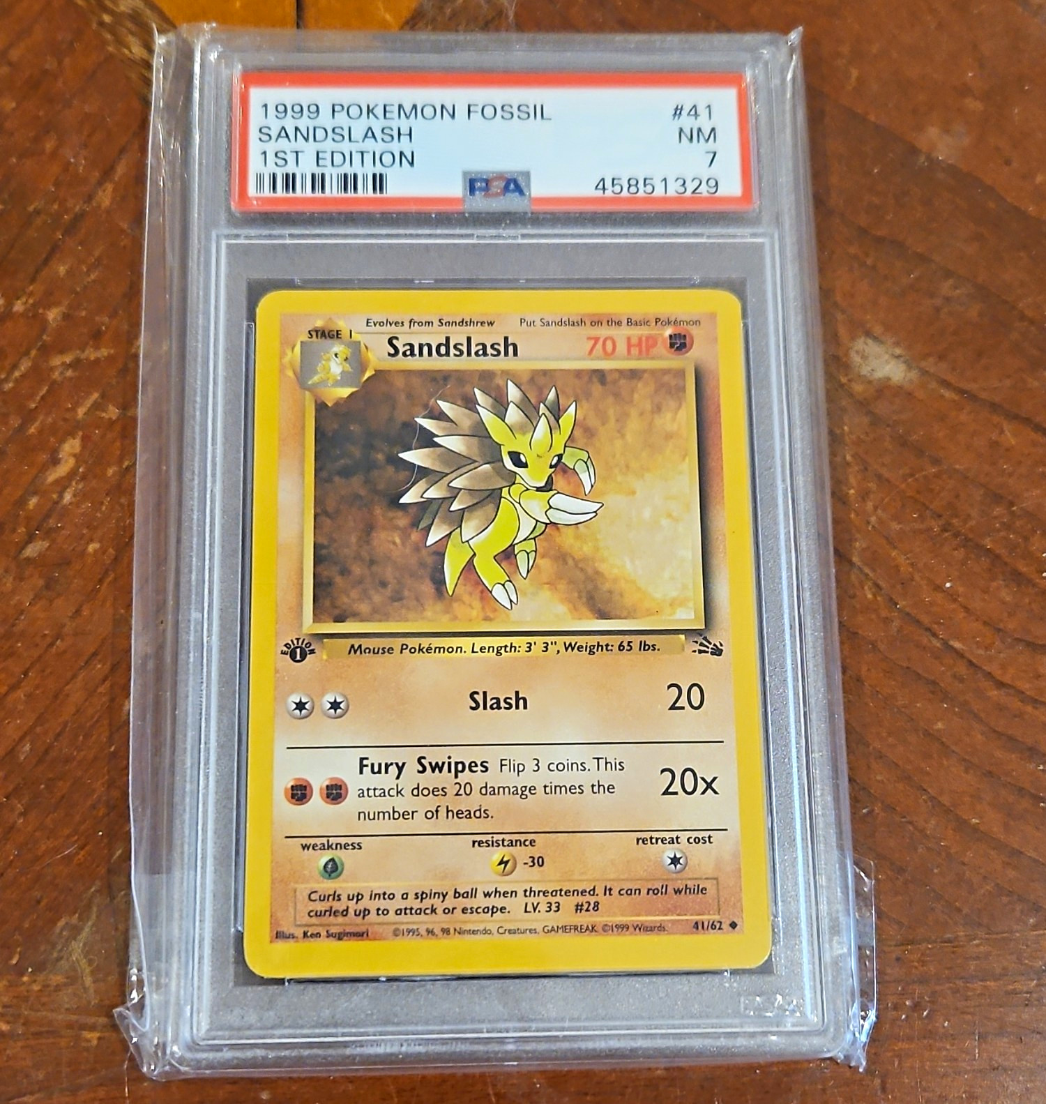 Wizards 1999 Pokémon Fossil Sandslash #41 1st Edition PSA 7 Cert 45851329