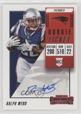 2018 Contenders Rookie Ticket/Rookie Ticket Variation Ralph Webb #307 Auto 19hn