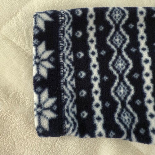 Lands' End Women's M Fleece Pullover Snowflake Print Blue Winter Slit Collar - Picture 7 of 9