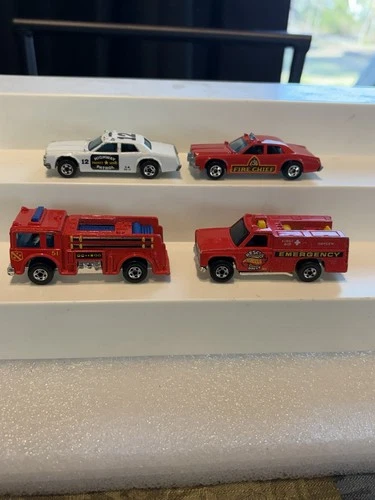 Vintage Hot Wheels Fire Truck Fire Chief Car Highway Patrol Car 1/64 Diecast