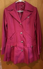 Guess Trench Coat Fushia Womens S/P Barbie Pleated Lined Details Stunning KUC