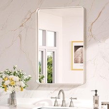 20 x 30 Inch Brushed Nickel Bathroom Mirrors Over Sink Rounded Rectangle