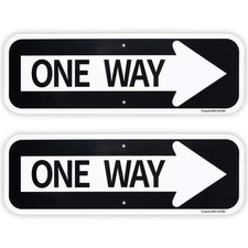 2-Pack Large One Way with Right Arrow Sign 18"x 6" .04" Aluminum Reflective S...