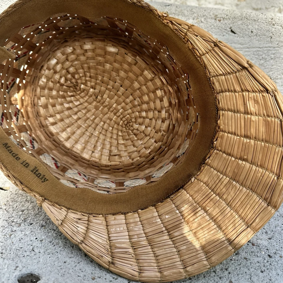 复古/古董 Yeddo Kepi 风格草帽带边意大利制造独特! Post 1930 — 第 4/4 张图片