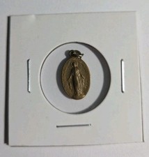 Religioso Vintage Latón Milagrosa Virgen María Ovalado Dije Colgante Medalla