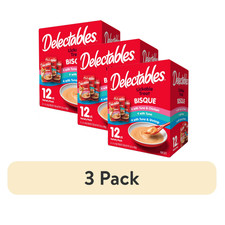  3 pack Delectables Lickable Cat Treats Bisque Variety Pack, 12 Count 16.8 oz 