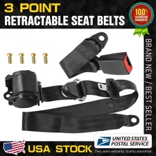1x Retractable 3 Point Safety Seat Belt Straps Front Auto Vehicle Adjustable New