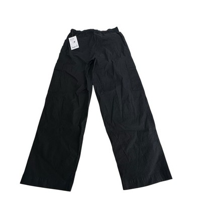 Athleta Paradise Black Linen Blend Wide Leg Utility Cargo Pants Size XS