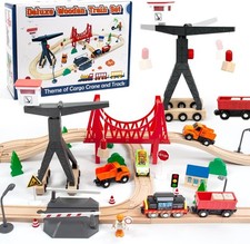 56-Piece Wooden Train Track Lot Railway Set Thomas The Train Brio Accessories