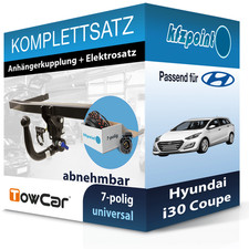Für Hyundai i30 Coupe 13- TOWCAR Anhängerkupplung abnehmbar + 7polig E-Satz AHK