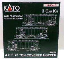 HO Kato ACF 70 ton ATSF (3) car hopper set in original box (lot 0314)