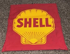 Vintage Shell Cloth Service Station Banner Sign Gas Oil Advertising