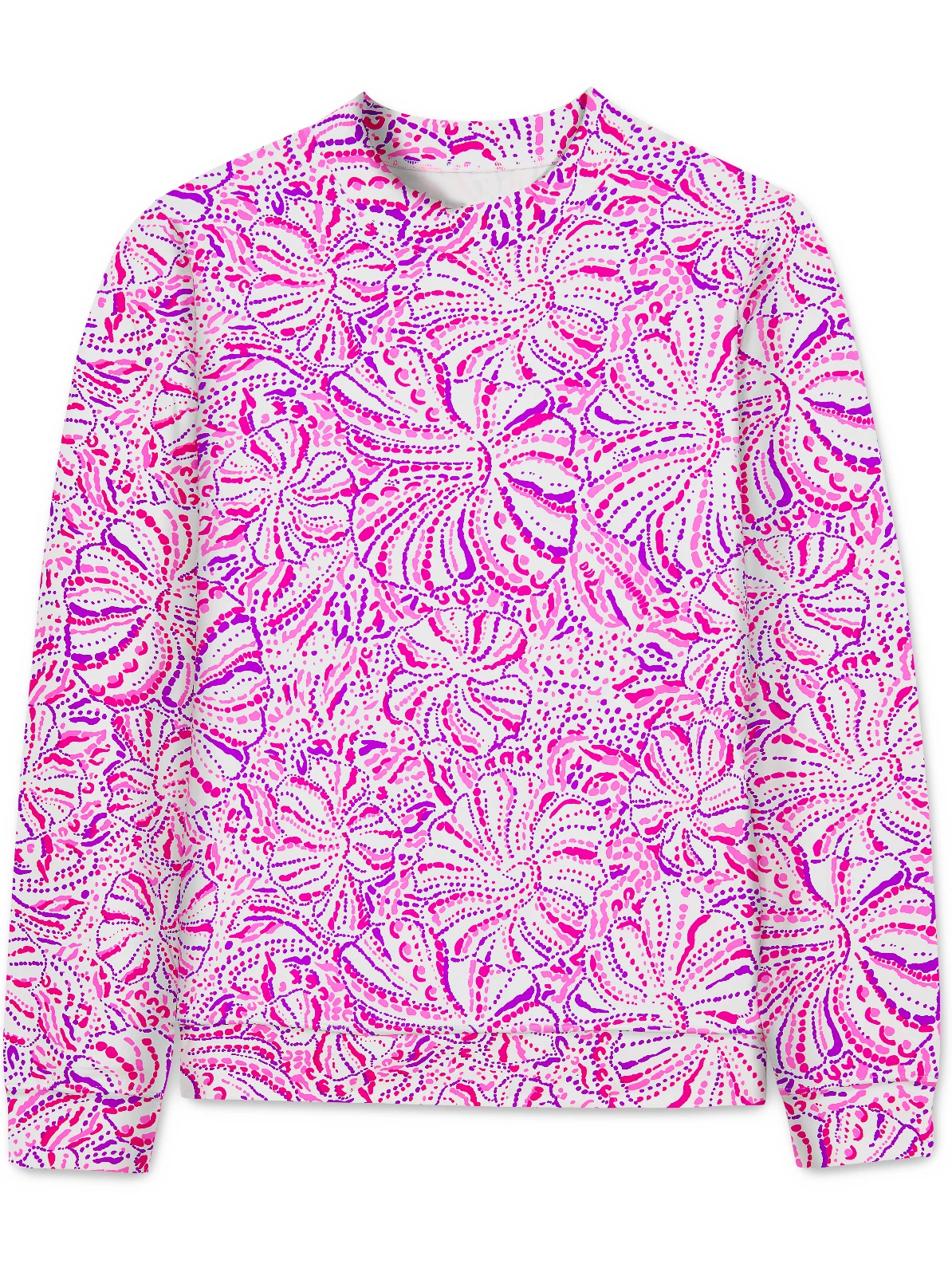 PREPPY PEP - Floral Printed Sweatshirt Hoodie - Large - Neon Pink Purple