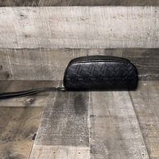 Black Oakley Logo Sunglass Faux Leather Soft Zipper Case W/Wristlet Loop