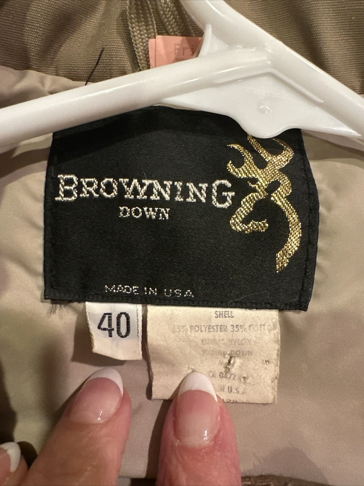 Abrigo Browning Para Hombres 40 Marrón Tostado Plumón Relleno Exterior Chaqueta de Caza EE. UU. De Colección Foto 4 de 4