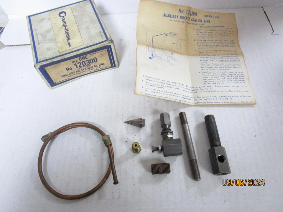 Champ-Items 120300 1960-1968 FORD FALCON COMET 6 CYL. ROCKER ARM OIL LINE KIT Foto 2 de 4