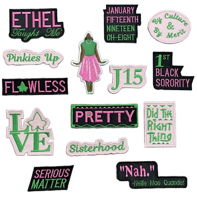 AKA 14 Patch Set, Patches, Paraphernalia For Alpha Kappa Alpha, Iron-On/Sew-On