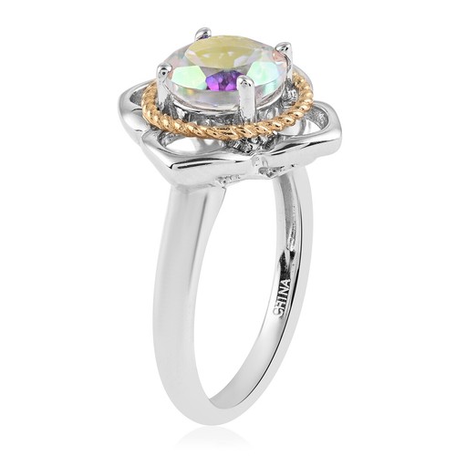 2.35ctw Mercury Mystic Topaz Solitaire Ring 14K YG Plated Size 7 - Picture 4 of 5