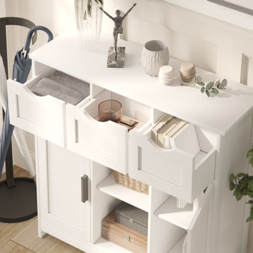 Storage Cabinets Wooden Floor Cabinet with Drawers and Shelves Accent Cabinet - Picture 7 of 7