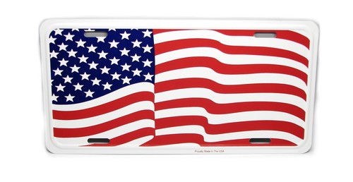 AMERICAN WAVING FLAG 3D EMBOSSED METAL CAR NOVELTY LICENSE PLATE TAG - Picture 6 of 14