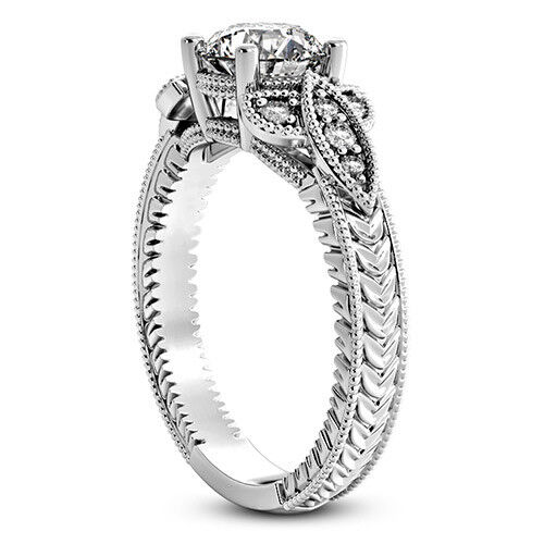 Fancy Style .70 Carat SI1/H Round Diamond Ring White Gold 14K Treated - Picture 1 of 5