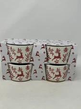 Prima Design Reindeer Ramekins Set of 4 Christmas holiday red/white nib baking