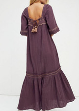 Free People NWT Size Small Folk I'm The One Embroidered Maxi Dress New