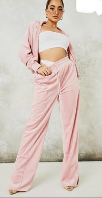 Misguided Velour Track Pants Pink 