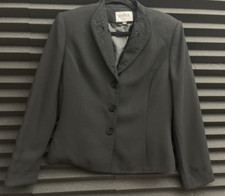 Vintage Kasper Women's Size 8 Black Blazer Embroidered Beaded Formal Button