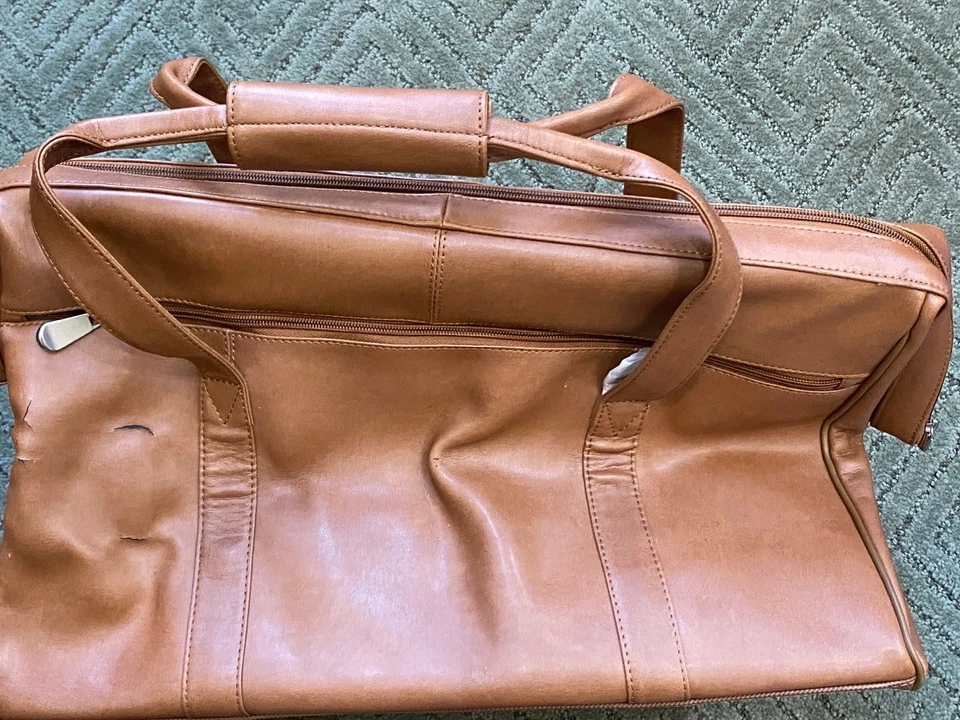 Bolsa de viagem Kluge Cheyenne Weekend couro bovino marrom. Novo 18"X12"X12" - Imagem 2 de 4