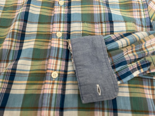 Tommy Hilfiger Shirt Mens Small S Button Down Slim Fit Green Blue Plaid Roll Tab - Picture 14 of 22