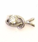 14k white gold .50ct I1 G round diamond solitaire pendant charm slide .9g estate — photo 6