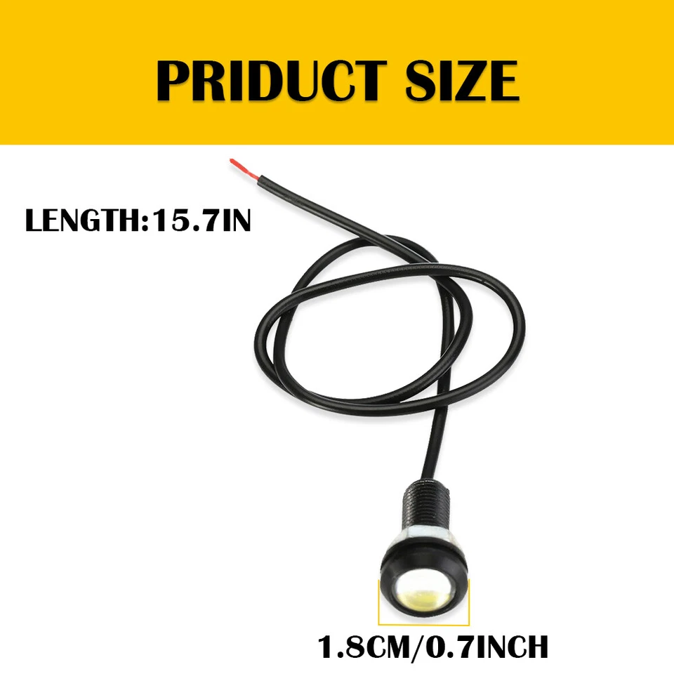 Blanco DC 12V 15W Eagle Eye LED Diurno Funcionamiento DRL Luz de Respaldo Coche Lámpara Automática Foto 4 de 4