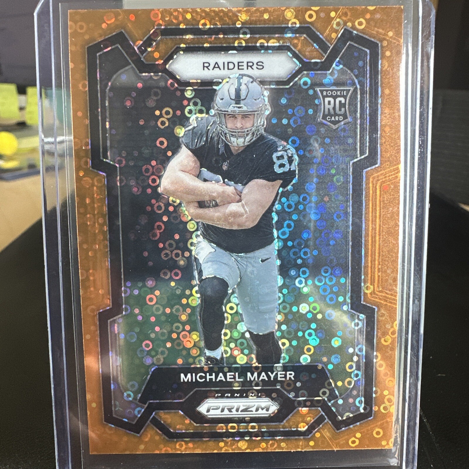 2023 Panini Prizm Football Michael Mayer Orange Disco #361 Rookie RC Raiders SP