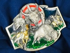 Vintage Siskiyou Indian Hunting Buffalo Belt Buckle - Americana Southwest 1989