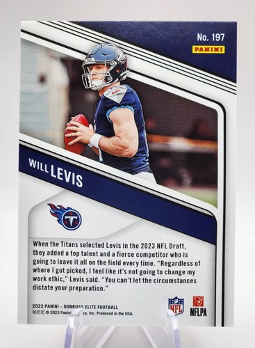 2023 Panini Donruss Elite WILL LEVIS #197 Rosa Rookie!!! NUOVO DI ZECCA! - Foto 2 di 2
