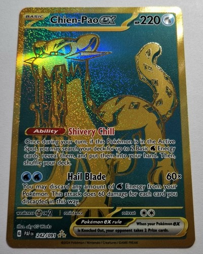 Pokemon 2024 Chien-Pao ex gold secret rare engl. 242/091 Paldean Fates NM/M - 第 1/1 張圖片