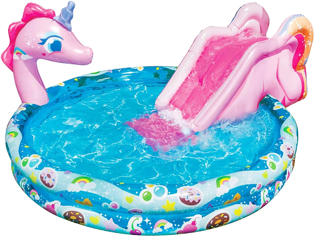 Alberca Unicornio Para Niños y Bebe Piscina Inflable Duro PVC Con Tobogan  Barata 692622495175