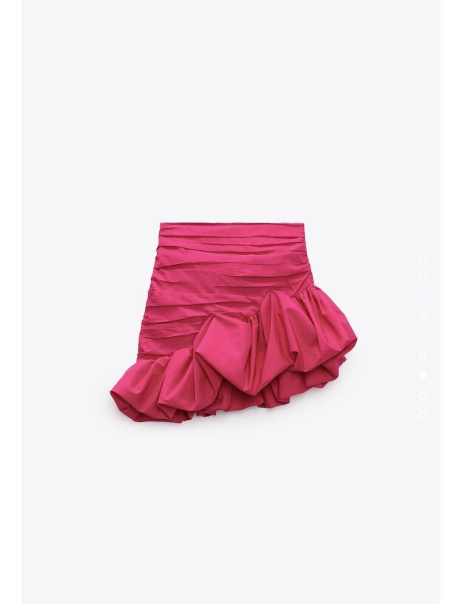 Zara Ss22 Neon Fuchsia Draped Mini Skirt Limited Edition