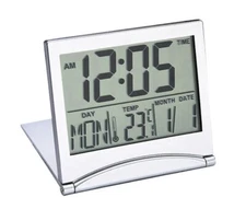 Digital Travel Alarm Clock Foldable LCD Snooze Large Display Battery Operated