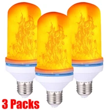 3Pack LED Flame Effect Fire Light Bulb E27 Simulated Nature Flicker Lamp Decor