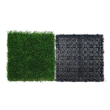 Artifical Grass Tiles Interlocking Turf Deck Set, 18 Pack - 12"x12", Synthetic F