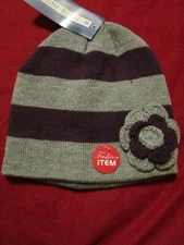 Winter Essential Womens Winter Knit Hat Flower Stripes One Size Fits Most