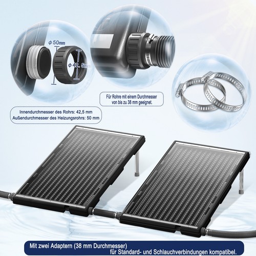 Solar Poolheizung Sonnenkollektor Solarheizung Pool Heizung Kollektor Schwarz - Bild 8 von 13