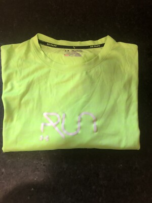MENS UNDER ARMOUR NEON green fitted HEAT GEAR SHIRT SIZE XXL